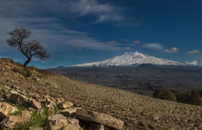 Scenic view of mountains against sky