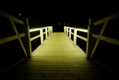 Illuminated corridor at night