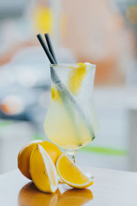 Close-up of drink on table