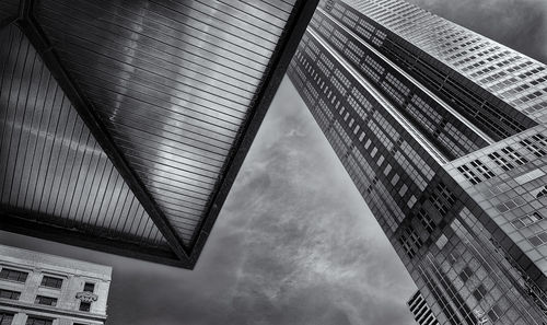 Low angle view of modern building against sky