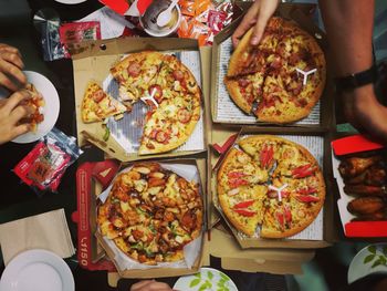 Midsection of man eating food