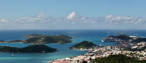 Scenic view of sea and city against sky