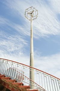 Low angle view of railing against sky