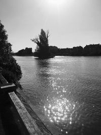 Scenic view of lake against clear sky