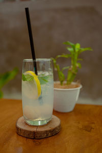 Close-up of drink on table