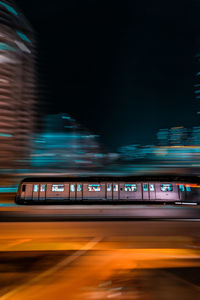 Blurred motion of train at night