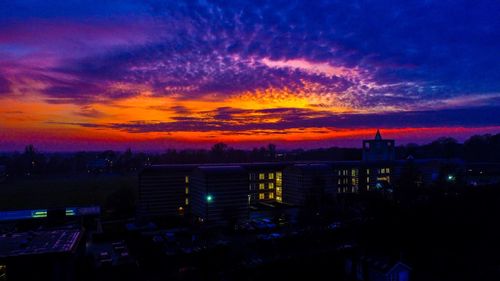 View of city at sunset