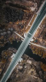 High angle view of street amidst trees during autumn