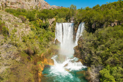 Aerial view of manojlovac waterfall in krka national park, croatia