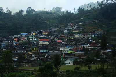 High angle view of townscape against sky