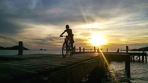 Scenic view of sunset over sea