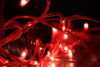 Close-up of illuminated christmas lights