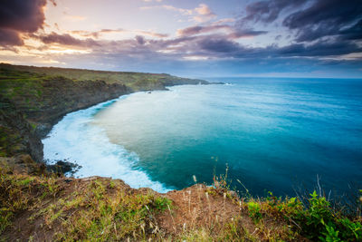 View of sea against cloudy sky