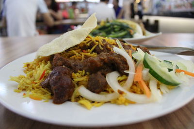 Close-up of meal served in plate