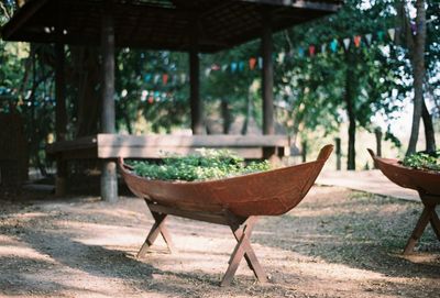 Chairs and table in garden