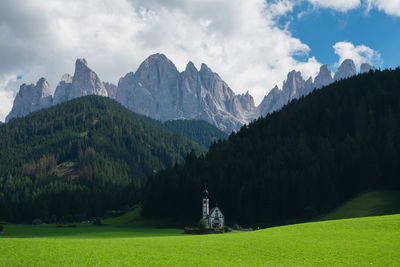 Panoramic view of landscape and mountains against sky