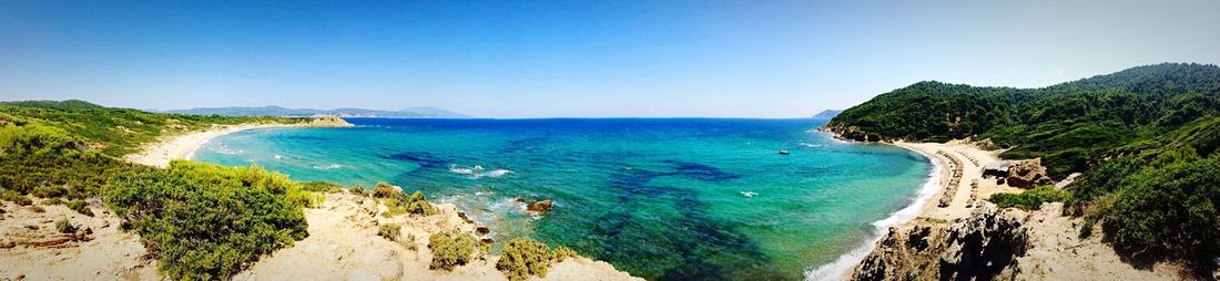 Scenic view of sea against clear sky