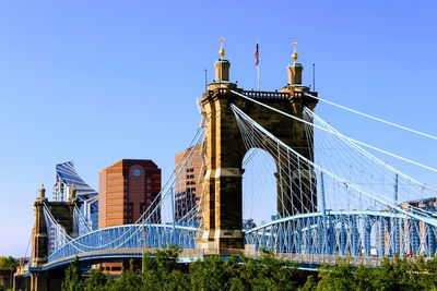 Low angle view of suspension bridge