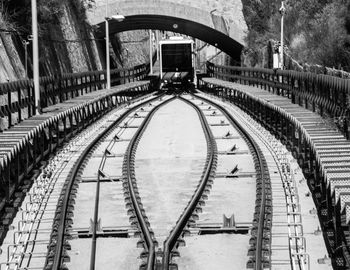 High angle view of railroad tracks during winter