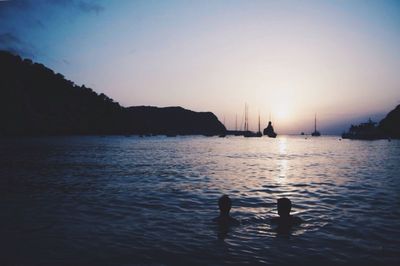 Scenic view of sunset over river