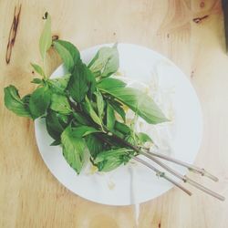 Close-up of salad in plate on table