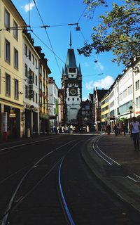 Railroad tracks in city