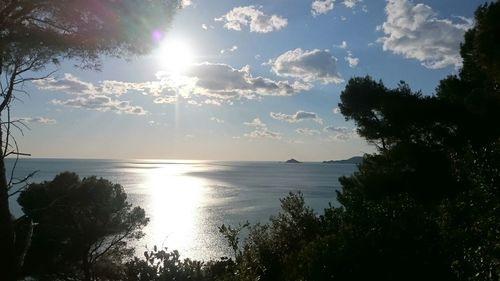 Scenic view of sunset over sea