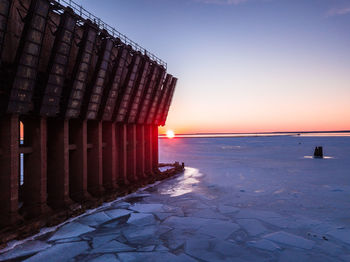 Scenic view of sea against clear sky during sunset