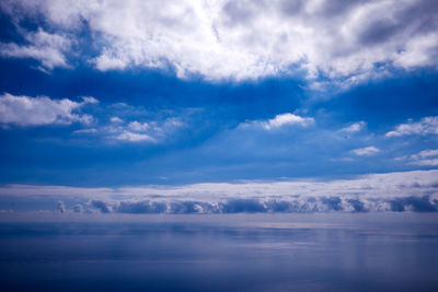 Scenic view of sea against blue sky