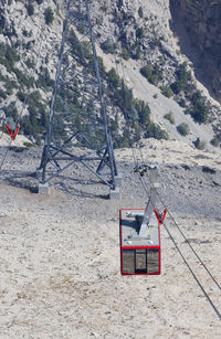 High angle view of lifeguard hut on land