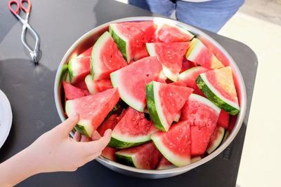 High angle view of salad in bowl