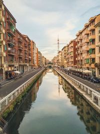 Canal amidst buildings against sky