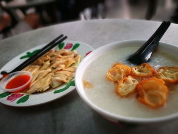 Close-up of food served in plate