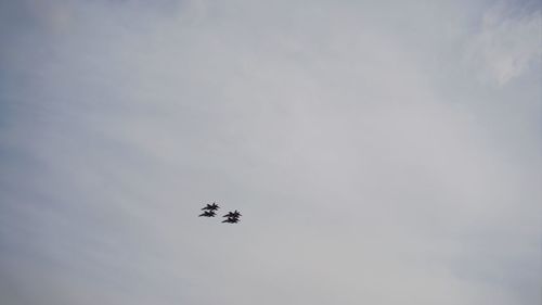 Low angle view of airplane flying in sky