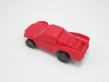 Close-up of toy car on white background