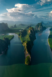 High angle view of sea against sky