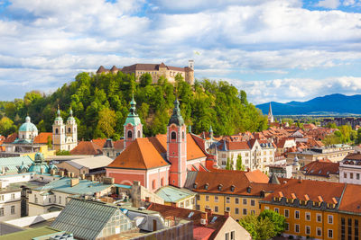 Panoramic shot of townscape against sky