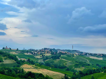 Scenic view of townscape against sky