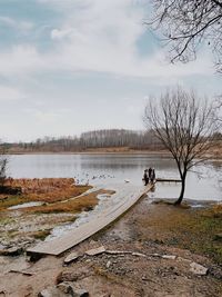 Scenic view of lake against sky