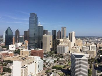 Modern buildings in dallas against sky