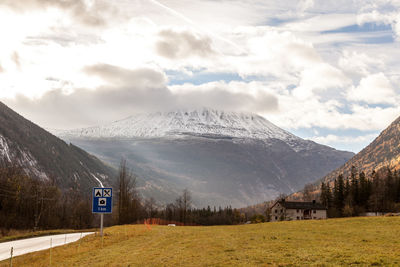 View of snowcapped mountains against sky