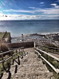 Scenic view of sea against cloudy sky