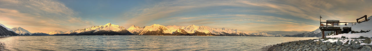 Panoramic view of sea against sky during sunset