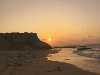 Scenic view of sunset over sea