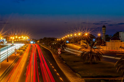 Light trails on highway at night