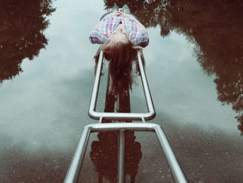 Woman standing in water