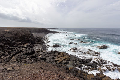 Coastline in the natural park of jandia - parque natural de jandina - on  fuerteventura