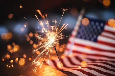 Close-up of sparkler at night