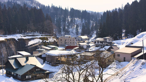 Beautiful snowscape of ginzan onsen