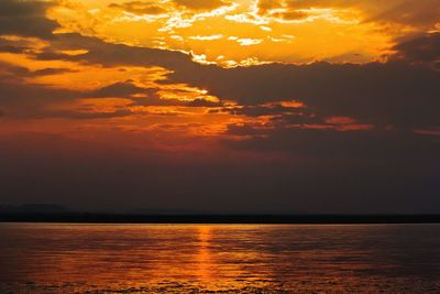 Scenic view of sea at sunset